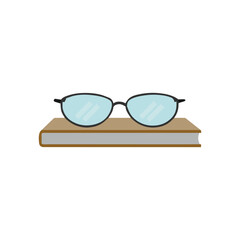 Vector art of a pair of stylish glasses resting on top of a closed book