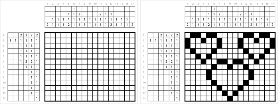 Heart Icon Nonogram Pixel Art M_2302002