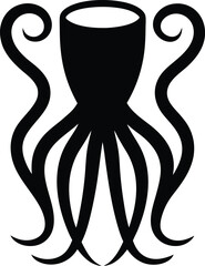 Glass octopus deep sea silhouette vector art illustration © JhumaRaniDas
