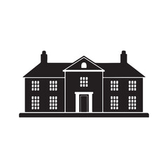 Vector art of a stately home silhouette isolated on a white background