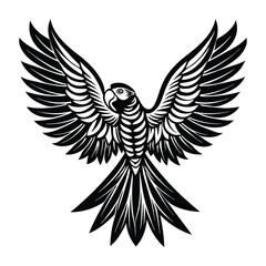Obraz premium Eagle with angel wings vector illustration tattoo design silhouette flying bird feather symbol logo