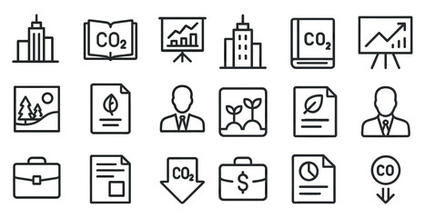 Business and finance linear icons set – outline, minimal, corporate symbols