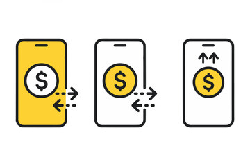 Vector art of money transfer using mobile phones