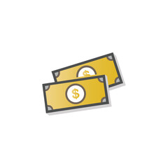 Vector art of two dollar bills isolated on white background