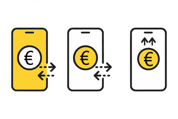 Vector art of euro currency transfer using mobile phones