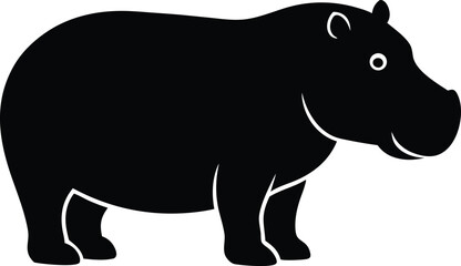 Hippopotamus river animal silhouette vector art illustration