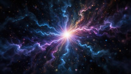 Naklejka premium Vibrant Nebula Burst Inspiring Cosmic Wonder