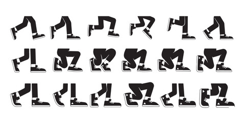 Vector art of animated legs in various stages of walking isolated on white background