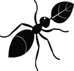 Leafcutter ant insect worker silhouette vector art illustration
