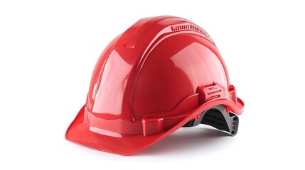 Fototapeta premium A red construction hard hat on isolated background,