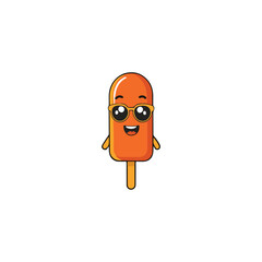 Vector art of a cheerful popsicle wearing sunglasses isolated on white background
