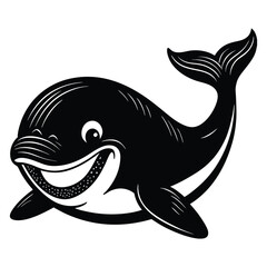 Obraz premium Cartoon whale and funny fish vector illustration