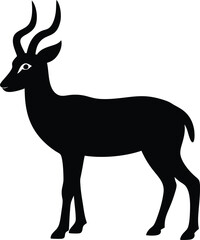 Markhor wild goat animal silhouette vector art illustration