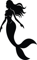 Mermaid mythological creature silhouette vector art illustration