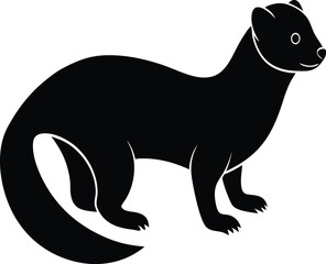 Mink small mammal animal silhouette vector art illustration