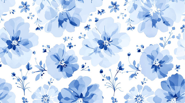 Watercolor blue floral background