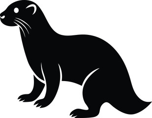 Otter aquatic mammal silhouette vector art illustration