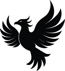 Fototapeta premium Phoenix mythical firebird silhouette vector art illustration
