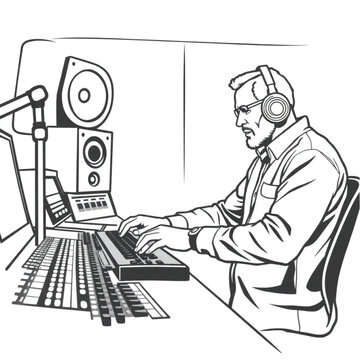 A music producer adjusting knobs in a recording studio