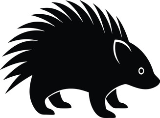 Porcupine spiky animal silhouette vector art illustration