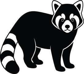 Red panda cute mammal silhouette vector art illustration