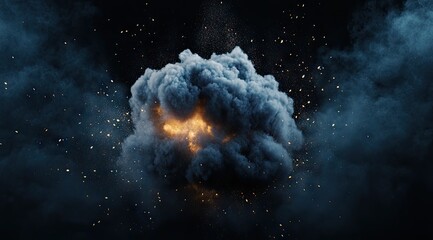 Dark explosion of smoke and fire