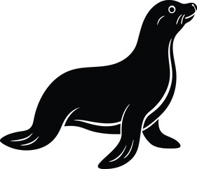 Sea lion aquatic mammal silhouette vector art illustration