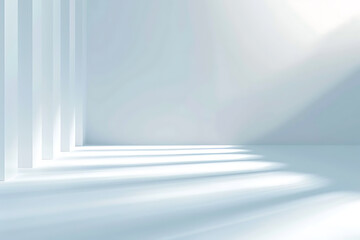 白い空間に差し込む窓の自然光と影の構図