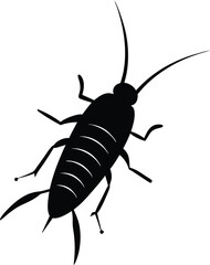 Silverfish insect silhouette vector art illustration