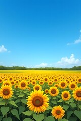 Obraz premium Golden Sunflower Farm on a Bright Summer Day