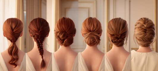 The evolution of elegant hairstyles for modern women in beautiful settings.