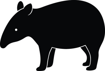 Tapir tropical animal silhouette vector art illustration