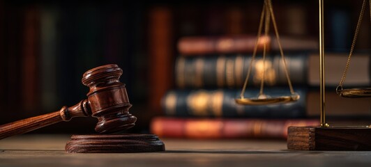 The gavel and scales symbolizing the essence of justice and law.