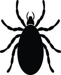 Tick tiny parasite silhouette vector art illustration