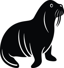Walrus arctic mammal silhouette vector art illustration