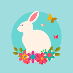 easter bunny with flowers