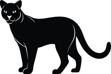 Wild cat feline predator silhouette vector art illustration