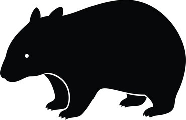 Wombat burrowing animal silhouette vector art illustration