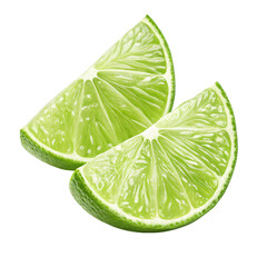 Two Slices of Fresh Lime Vibrant Citrus Fruit for Recipes and Mocktails Isolated On Transparent Background