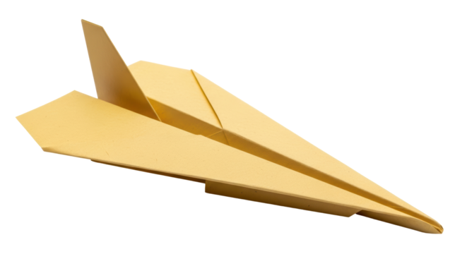 Isolated Yellow Paper Airplane