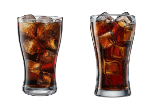 cola soda fresh refreshing cold summer drinks on transparent background, cutout.