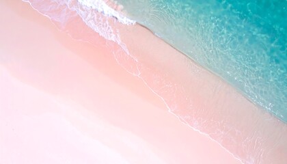 Fototapeta premium Aerial view of a pink beach and turquoise water