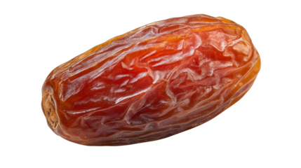 Closeup of unveiling the sweetness and texture of a peeled fig of dates.