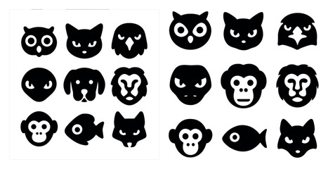 Obraz premium Animal and wildlife silhouette icons set – filled, nature, creature symbols