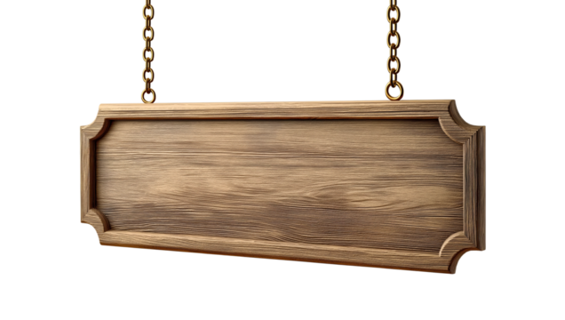 Oblong decorative wooden signboard on transparent background, png - Powered by Adobe