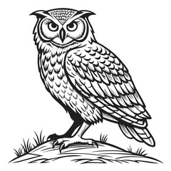 Owl SVG Illustration  Hand-Drawn Black and White Vector Bird Design for Logos, Tattoo, Print, and Decor Use SVG File

