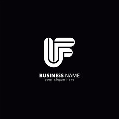 Abstract Letter UF FU Logo, Bold Monogram Design.