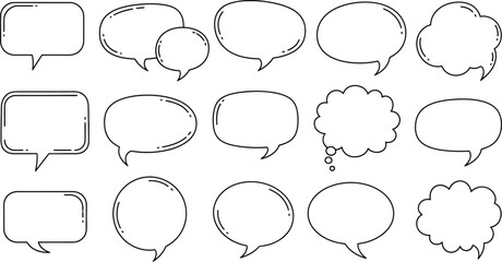 Fototapeta premium Speech bubble vector set illustration blank communication cloud talk balloon shape dialog message design 15 items