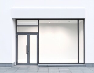 Modern Empty Shopfront Retail Store Window Display Mockup.