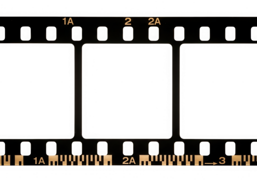 Film strip frame negative cinema roll photography isolated on transparent background